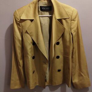 Ellen Tracy Linda Allard Vintage Yellow Silk Blazer Size 6.